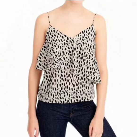 J. Crew Silk Ruffle Cami Size 10 Leopard Print Top - Picture 1 of 11